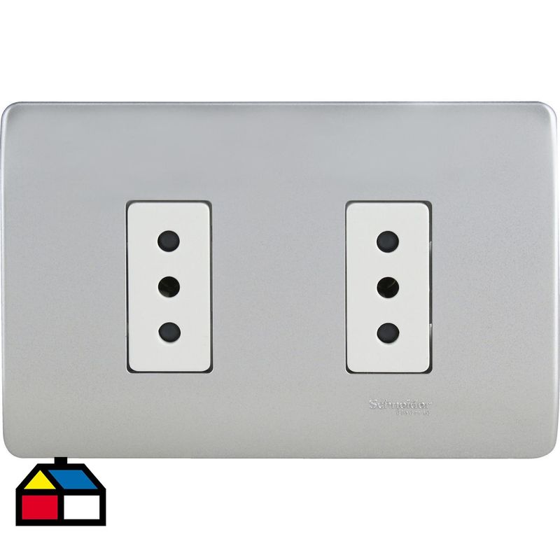 SCHNEIDER ELECTRIC - Tomacorriente doble 10 A Gris