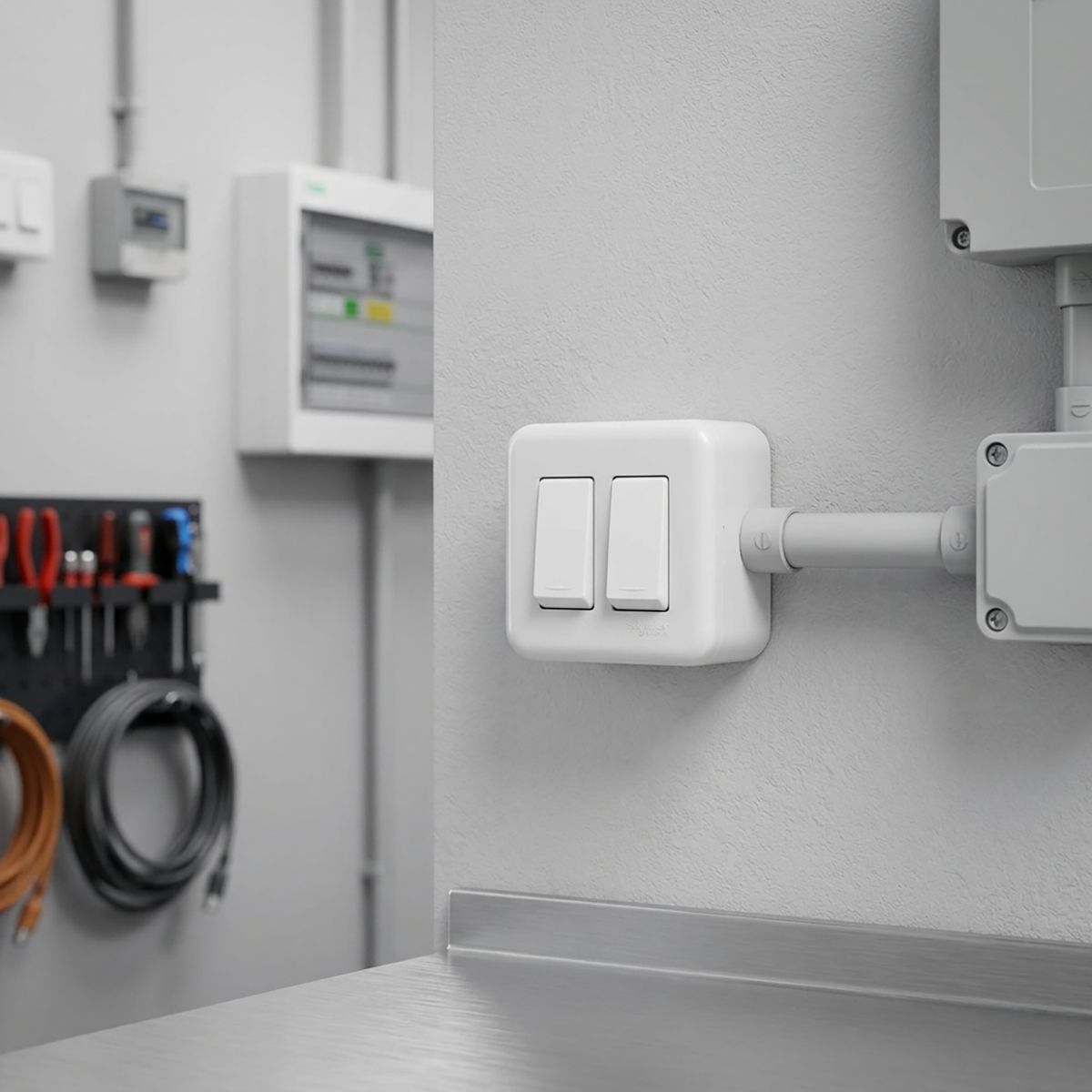 Interruptor doble 9/15 16 A Genesis blanco, marca SCHNEIDER ELECTRIC - Foto 2