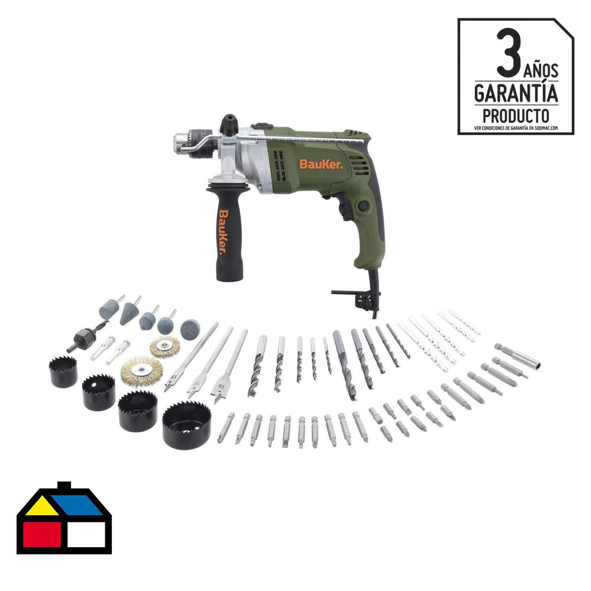 BAUKER - Kit Taladro Percutor 13 mm 900 W 220 V