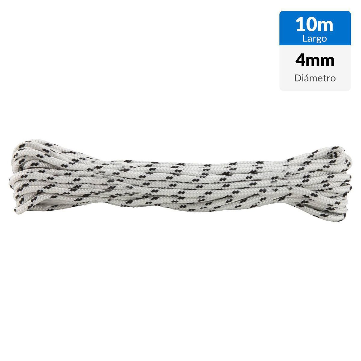 FIXSER - Cuerda Nylon Trenzado 4 mm 10 m Blanco/rojo