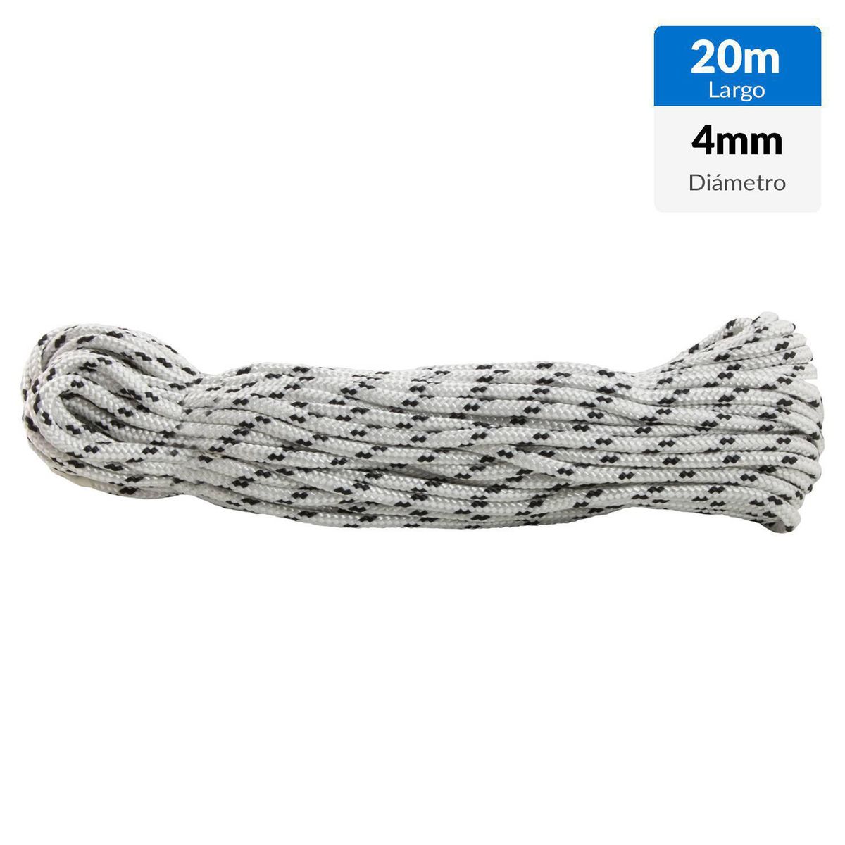 FIXSER - Cuerda Nylon Trenzado 4 mm 20 m Blanco/rojo