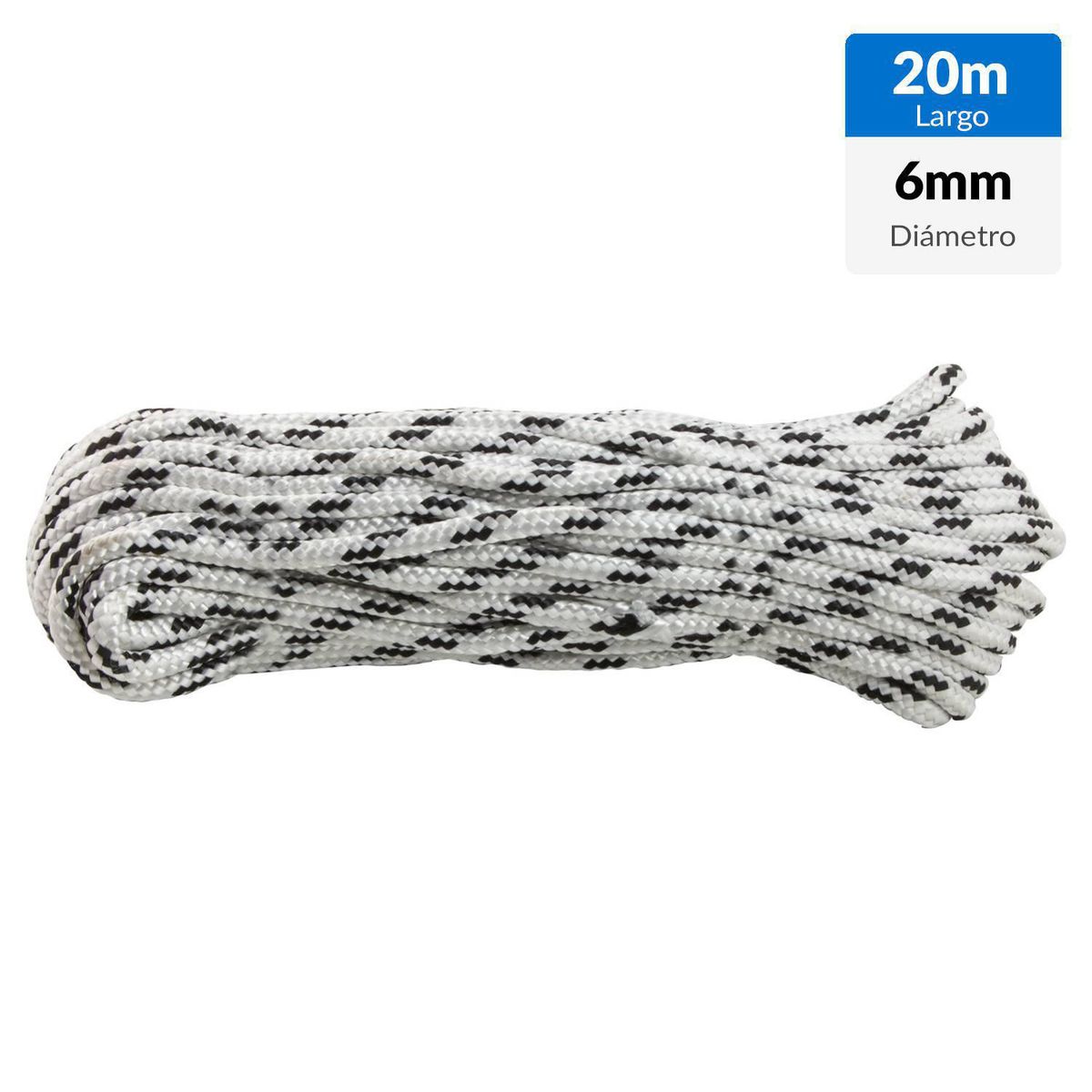 FIXSER - Cuerda Nylon Trenzado 6 mm 20 m Blanco/rojo