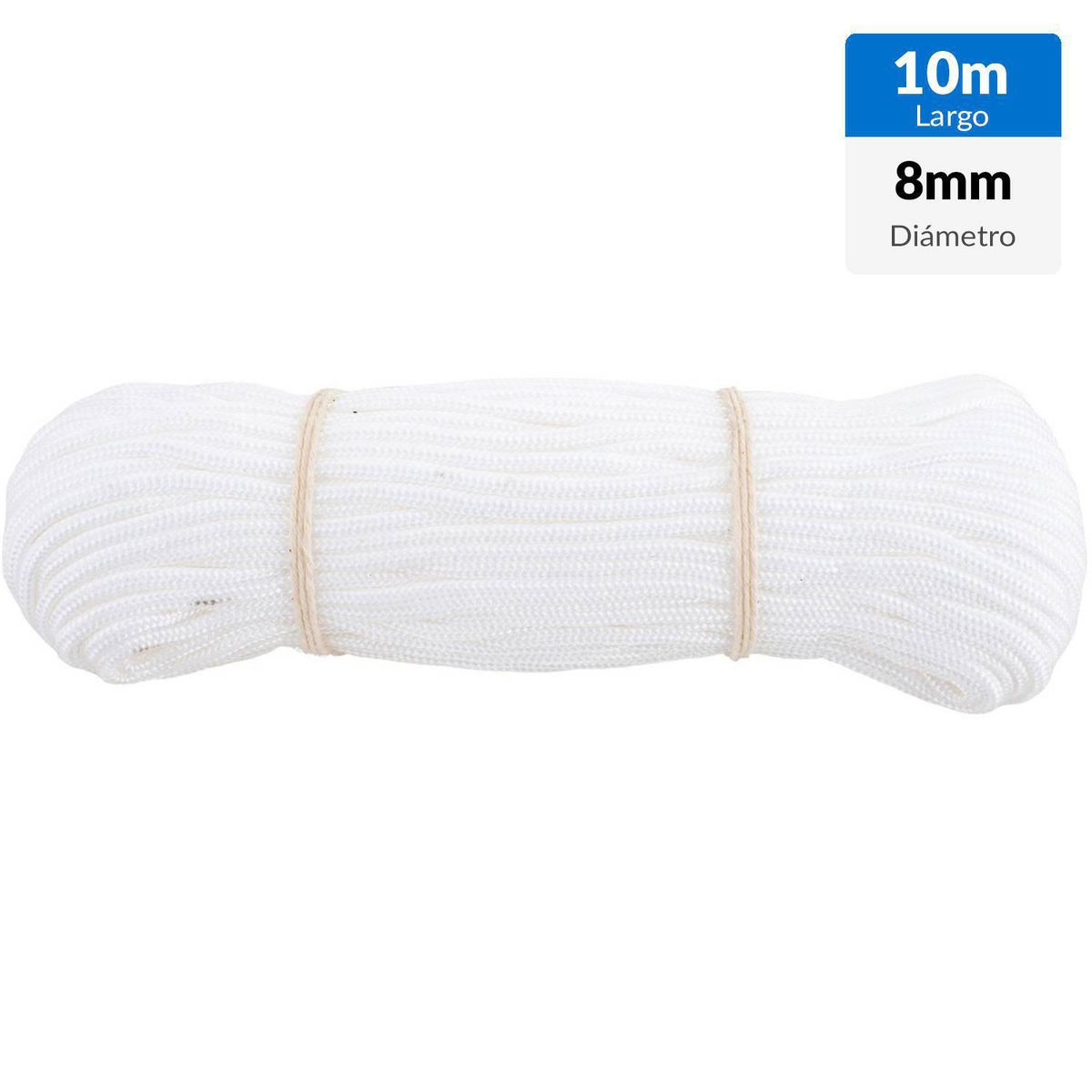 FIXSER - Cuerda Nylon Trenzado 8 mm 10 m Blanco