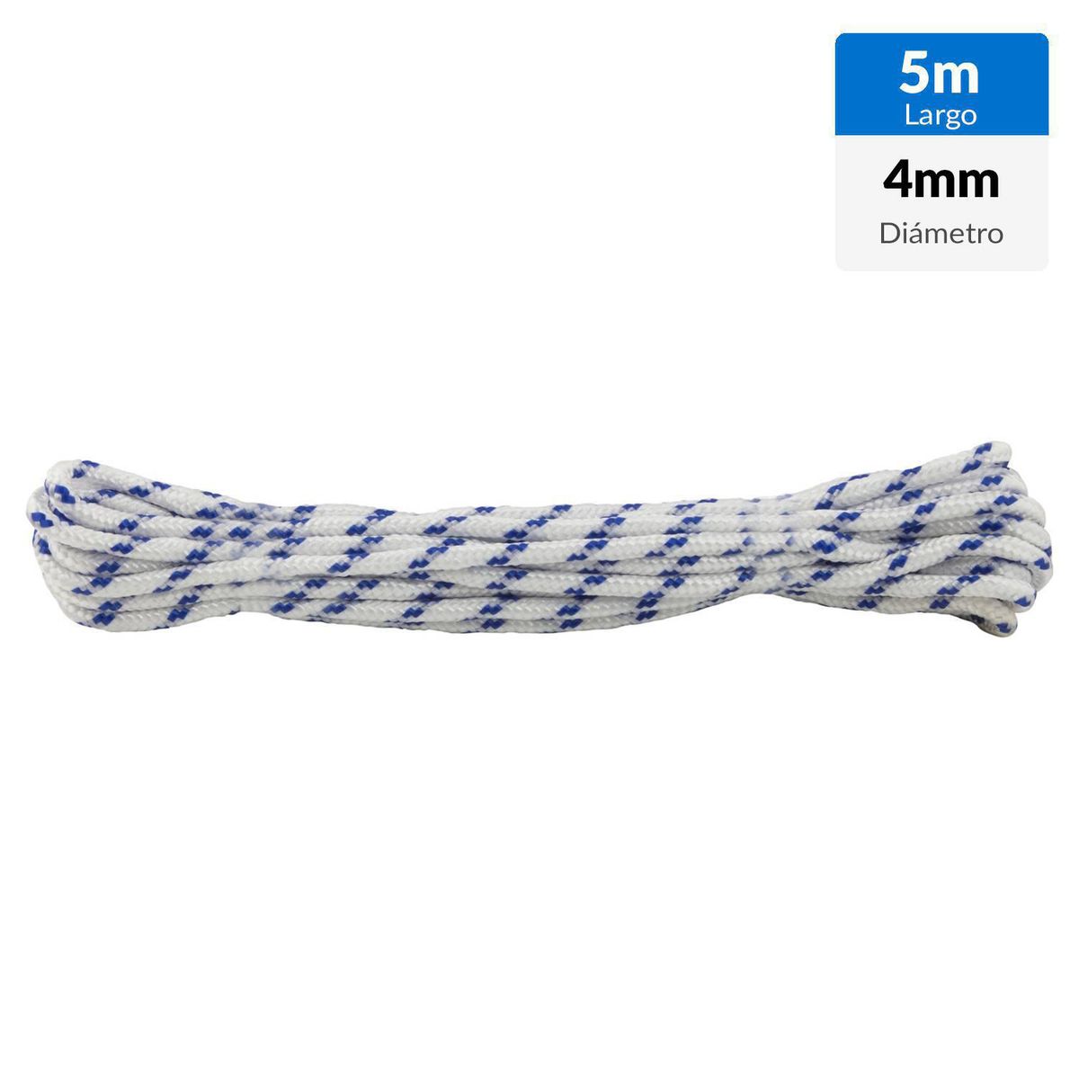 FIXSER - Cuerda Polipropileno Trenzado 4 mm 5 m Blanco/azul