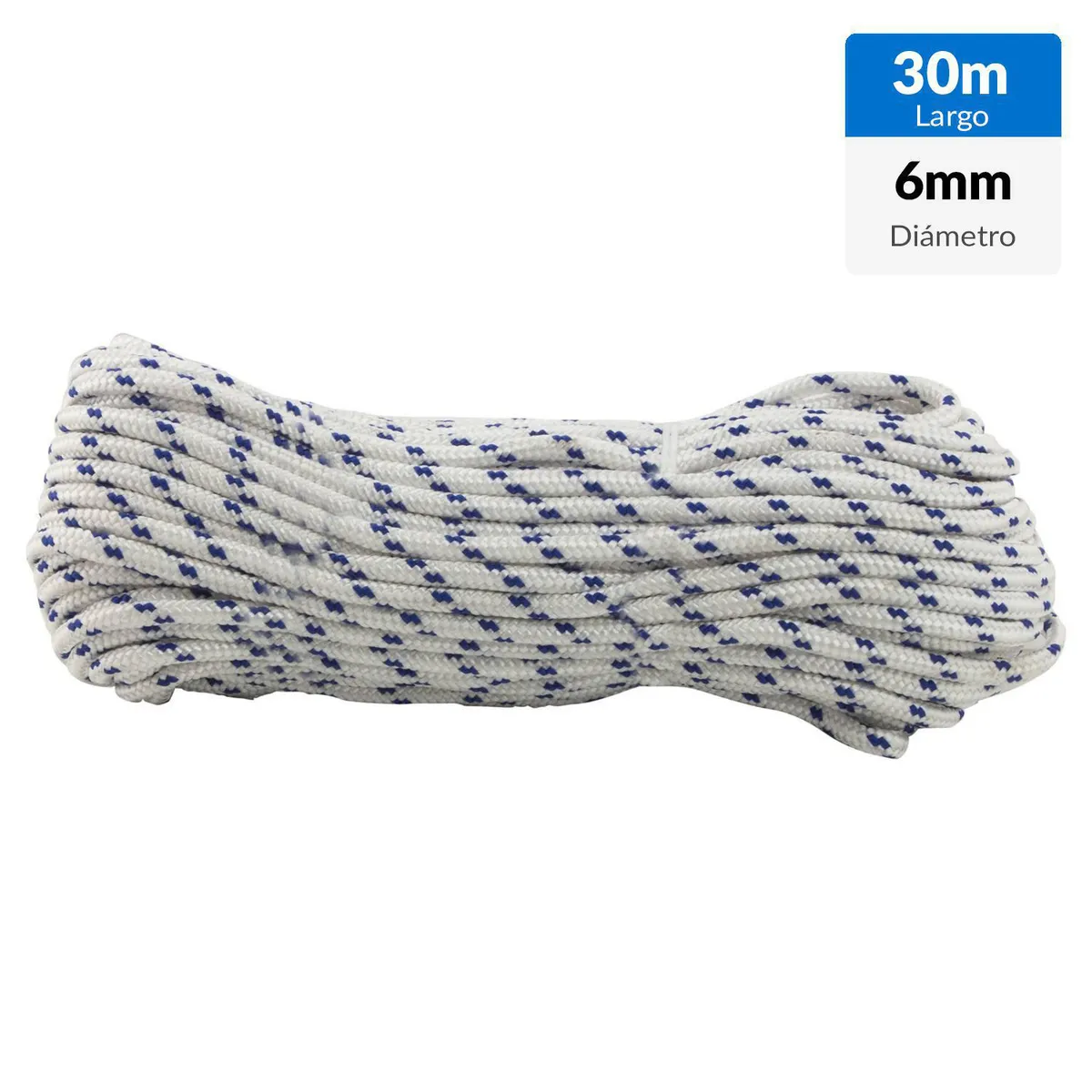 FIXSER - Cuerda Polipropileno Cuerda 6 mm 30 m Blanco/azul