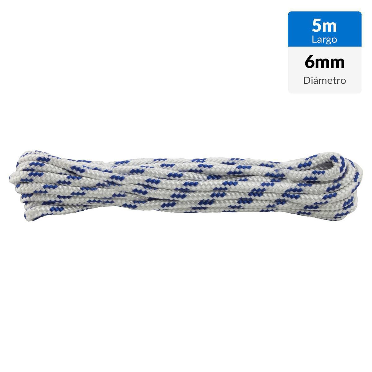 FIXSER - Cuerda Polipropileno Cuerda 6 mm 5 m Blanco/aul
