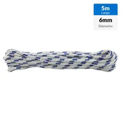 FIXSER - Cuerda Polipropileno Trenzado 6 mm 5 m Blanco/aul
