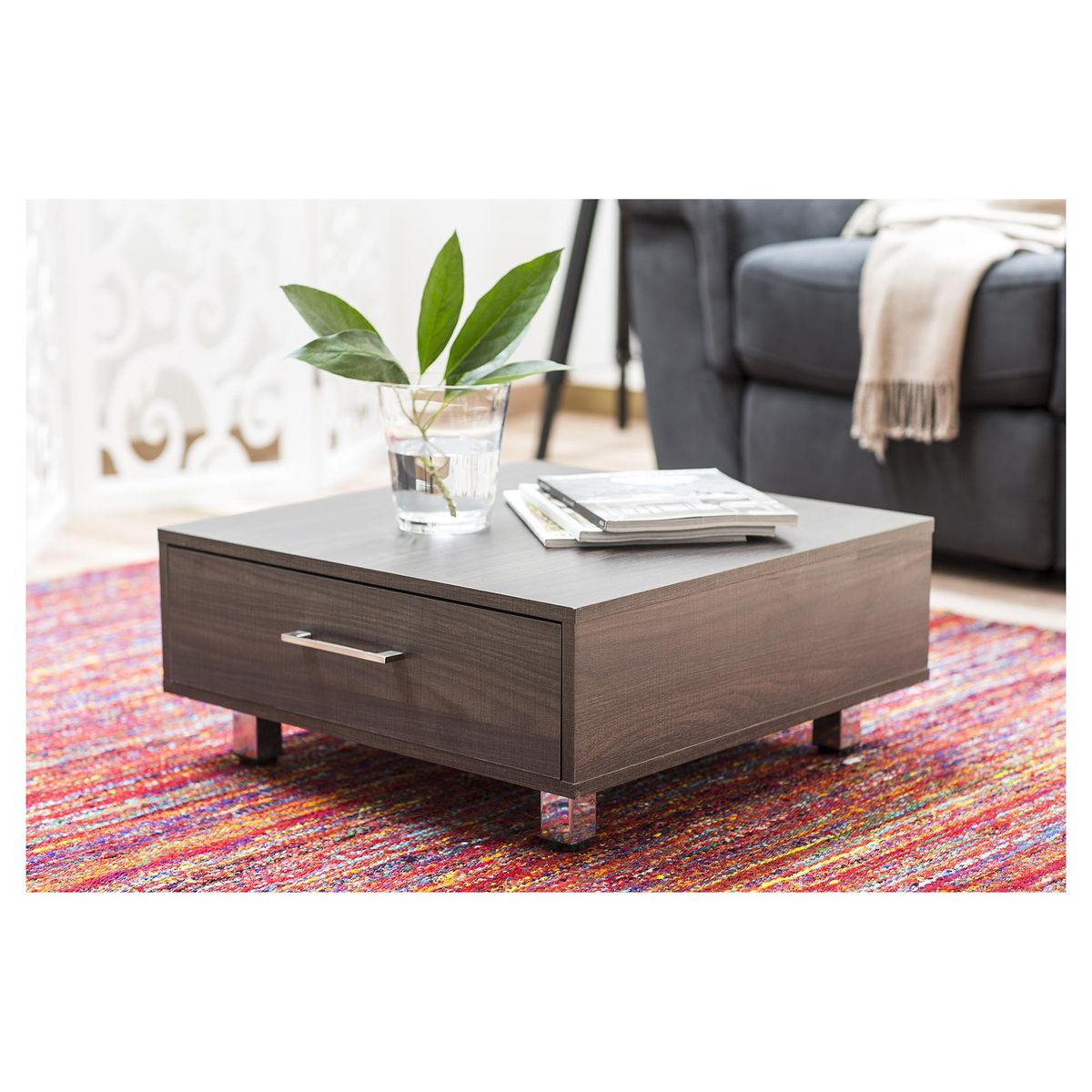 TUHOME - Mesa de centro 27x60x60 cm roble