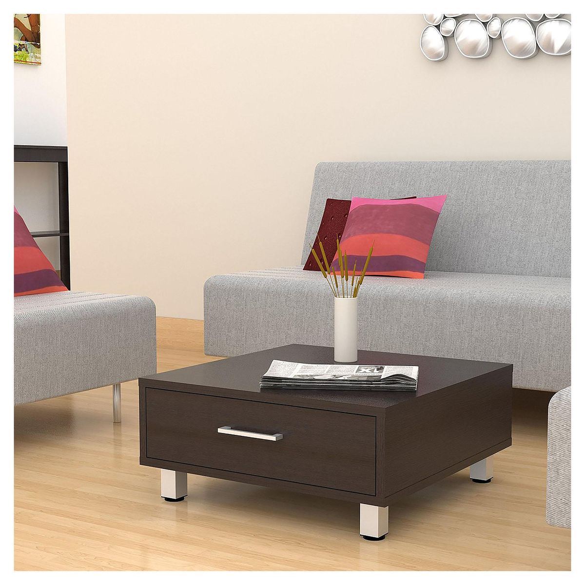 TUHOME - Mesa de centro 27x60x60 cm roble