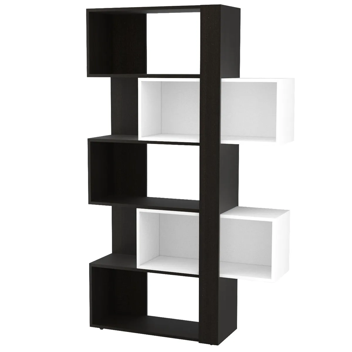 TUHOME - Librero Cubo MDF 5 Nivel(es) 70x161x26 cm Blanco/Negro