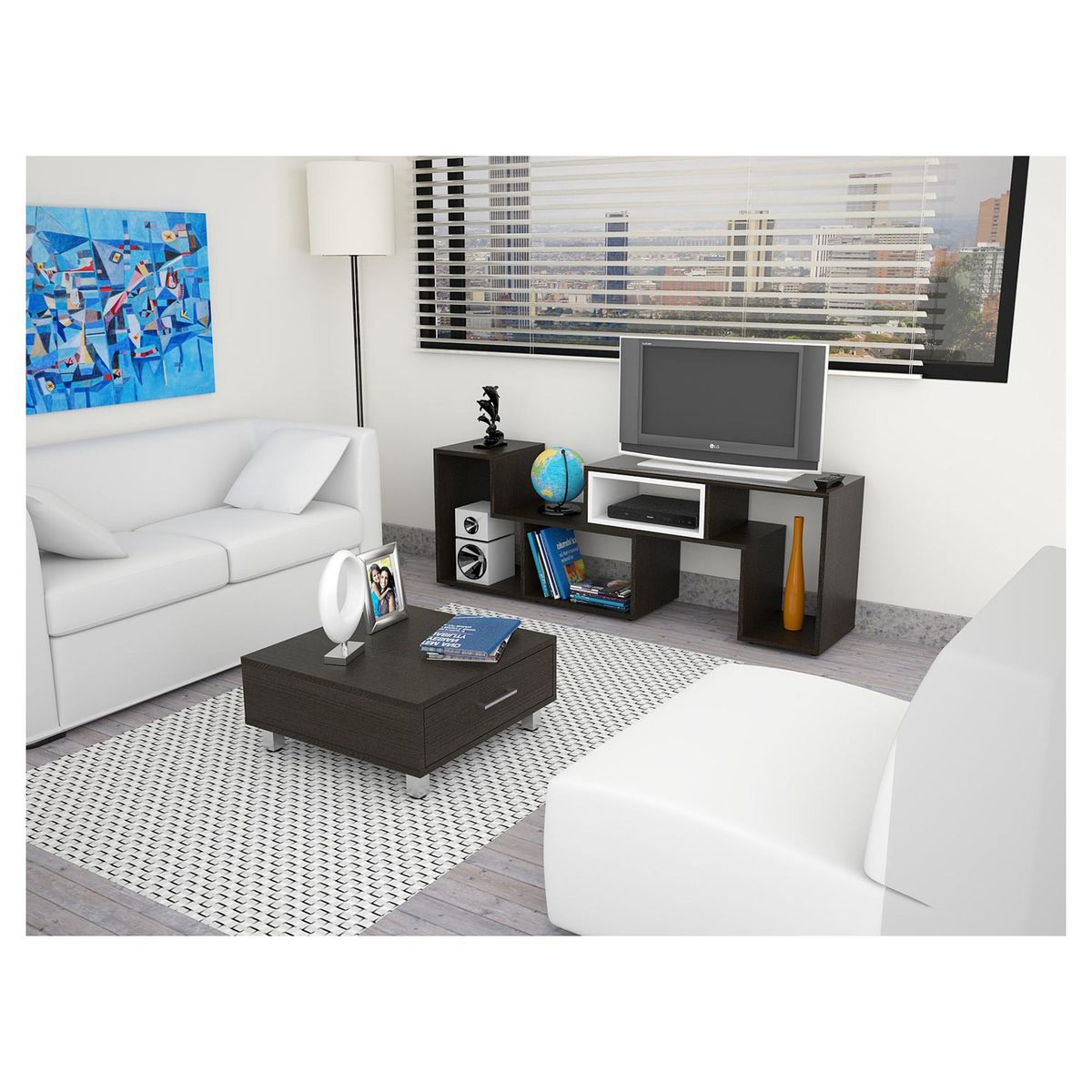 TUHOME - Combo Rack De Tv + Mesa De Centro Roble