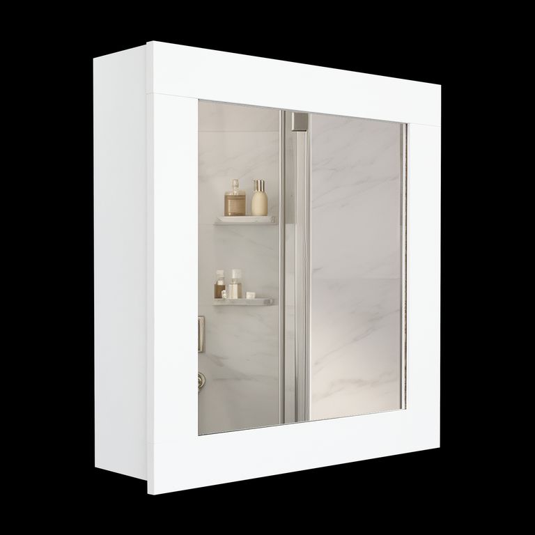 Botiquín Para Baño Melamina con Espejo 47x52x14 cm Blanco
