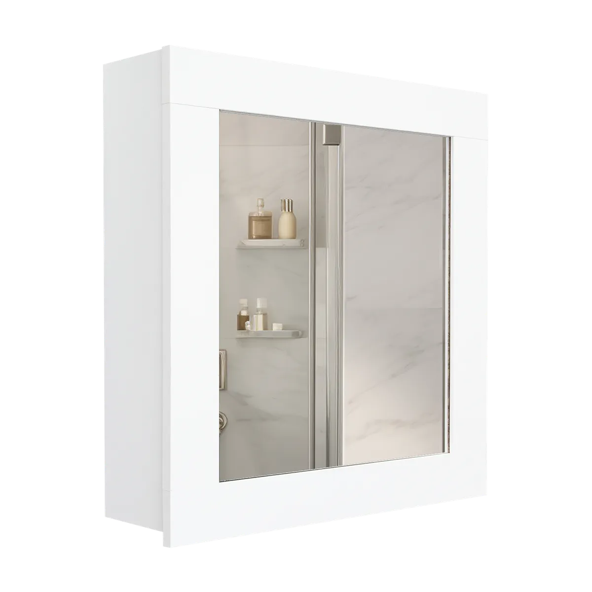 TUHOME - Botiquín Para Baño Melamina con Espejo 47x52x14 cm Blanco