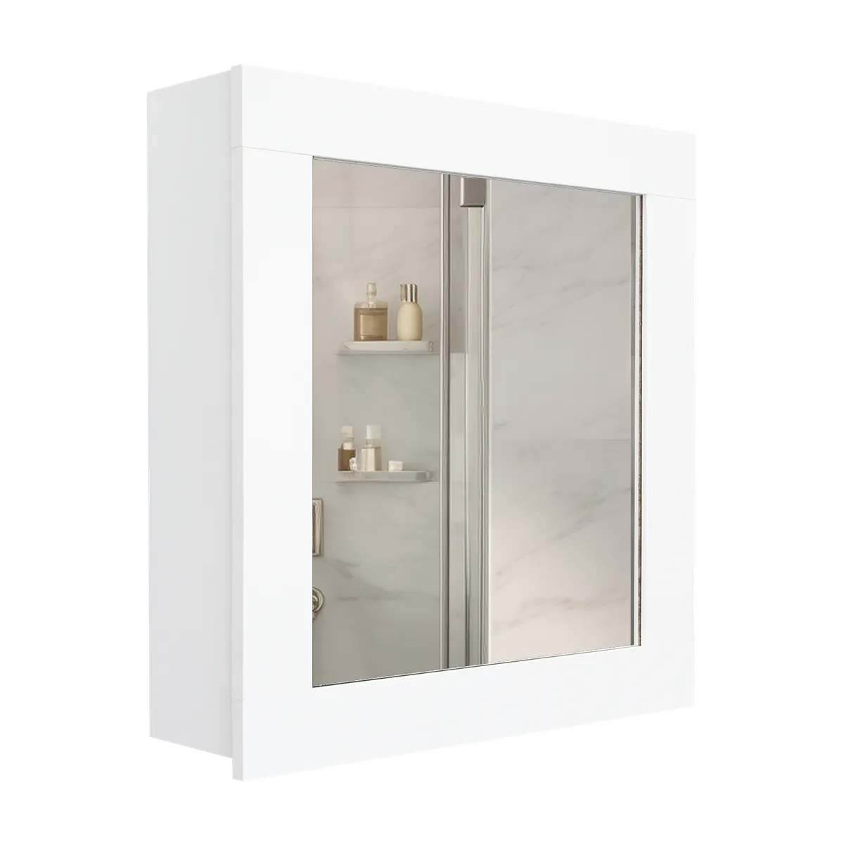 TUHOME - Botiquín Para Baño Melamina con Espejo 47x52x14 cm Blanco