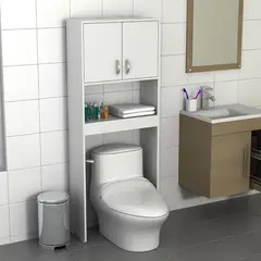 TUHOME - Estante para Baño Melamina 2 Nivel(es) 63x160x25 cm Blanco