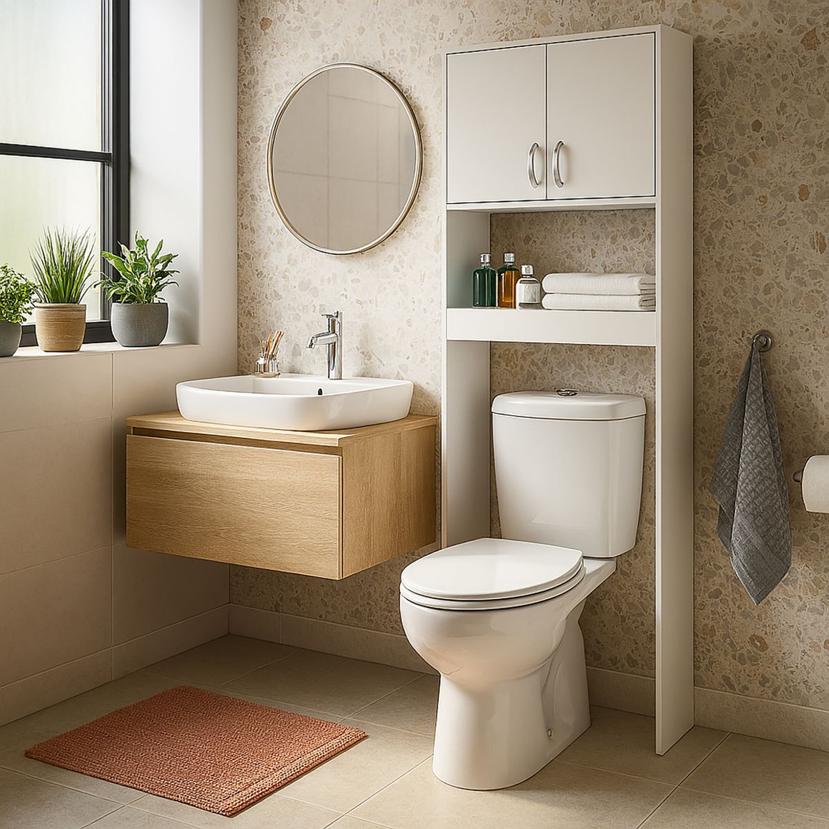 TUHOME - Mueble para baño 25x63x160 cm blanco