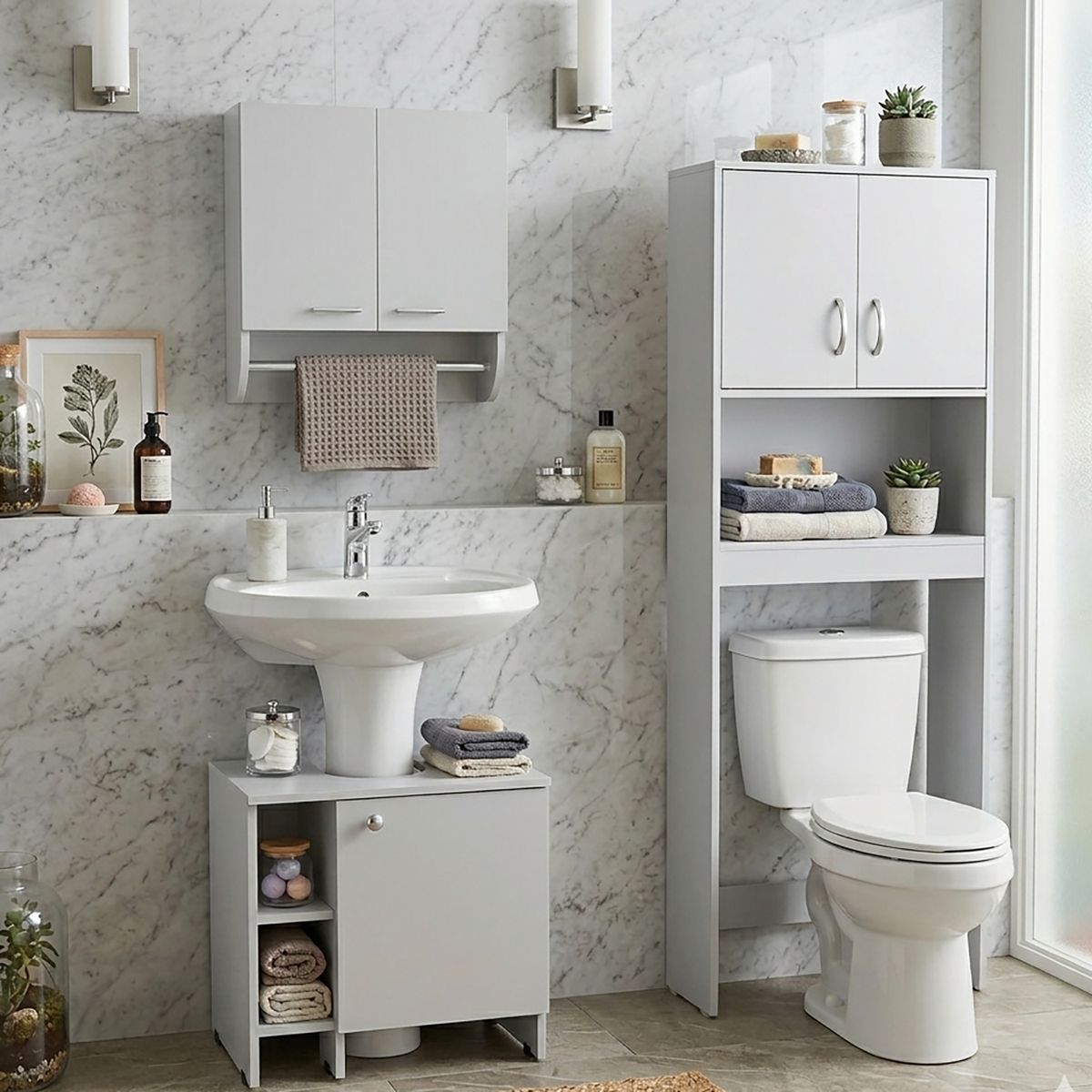 Botiquín para Baño con Lavamanos y Estante Blanco, marca TUHOME - Foto Principal