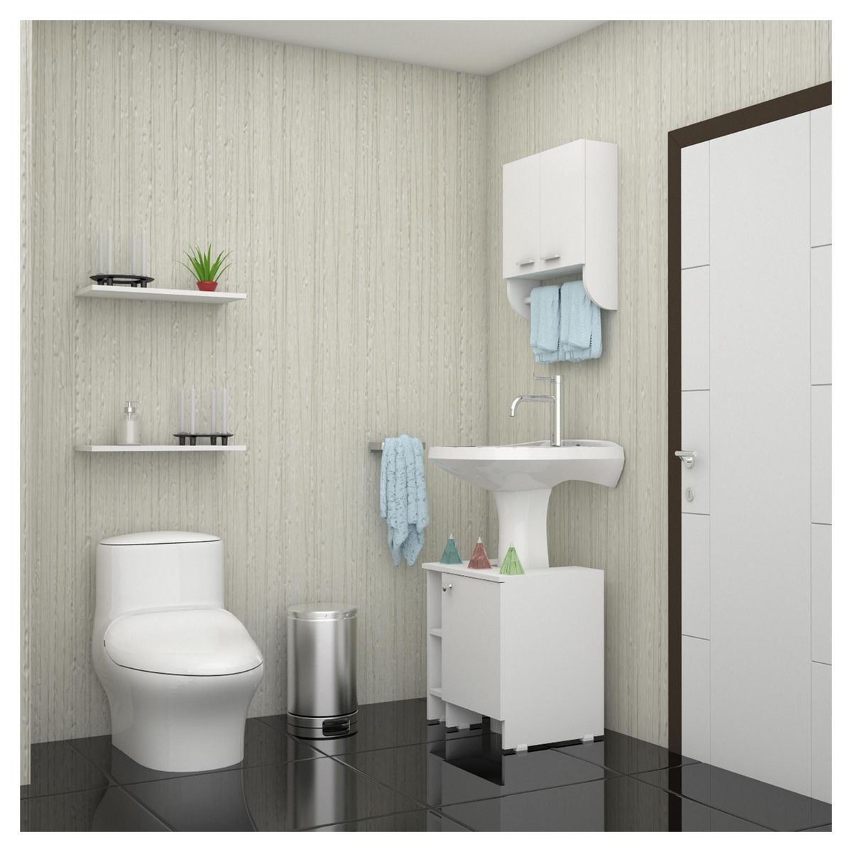 TUHOME - Botiquín Baño con Lavamanos Blanco