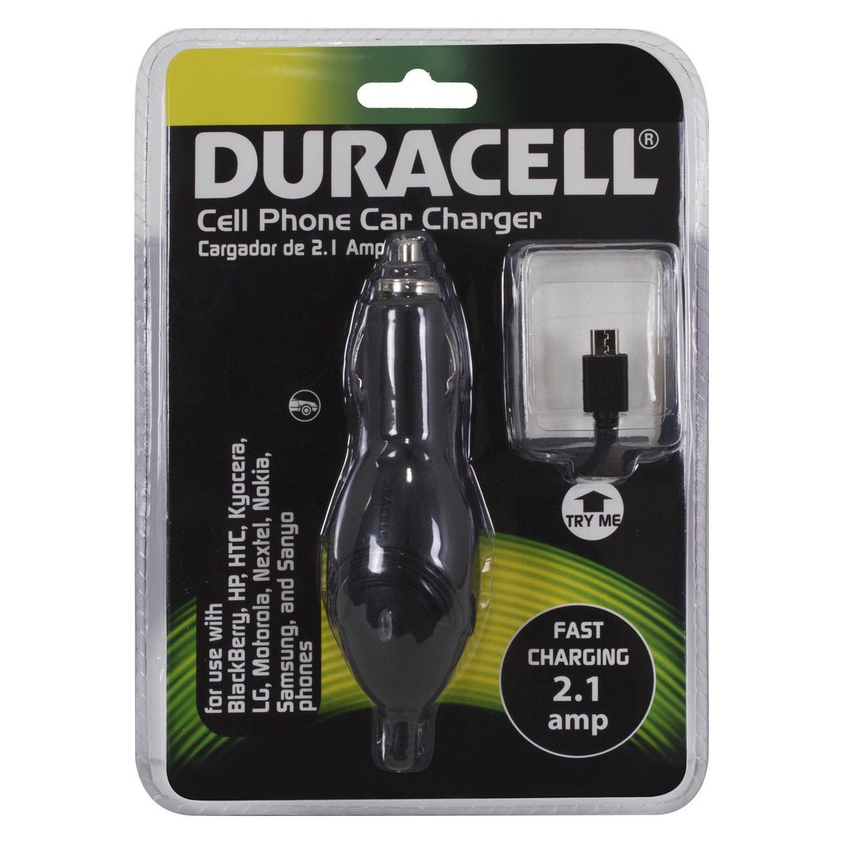DURACELL - Cargador Micro Usb Duracell 12v Para Auto Negro