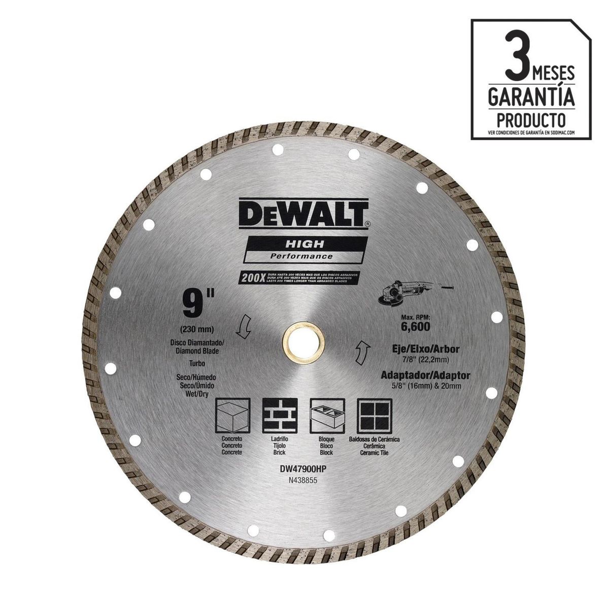 DEWALT - Disco De Diamante 9" Acero