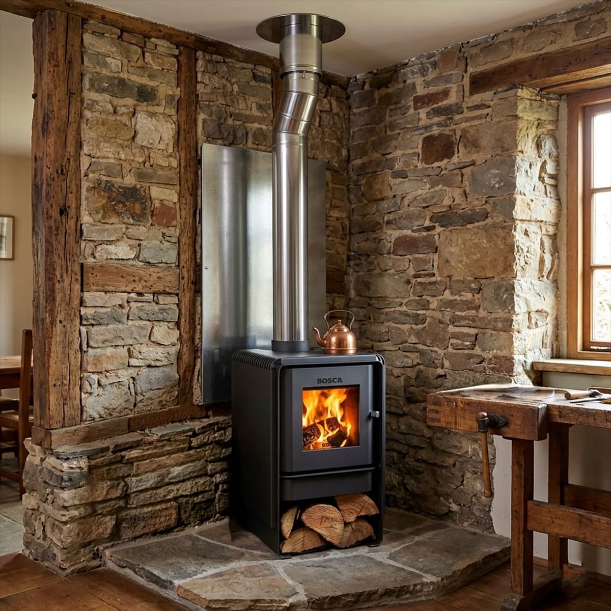 BOSCA - Estufa Leña Eco 350 Negro