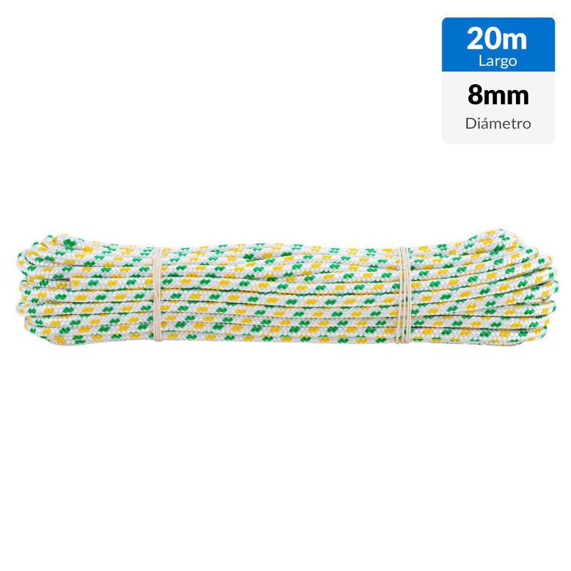 FIXSER - Cuerda de polipropileno trenzado 8 mm x 20 m