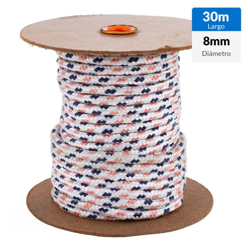 FIXSER - Cuerda de polipropileno trenzado 8 mm x 30 m