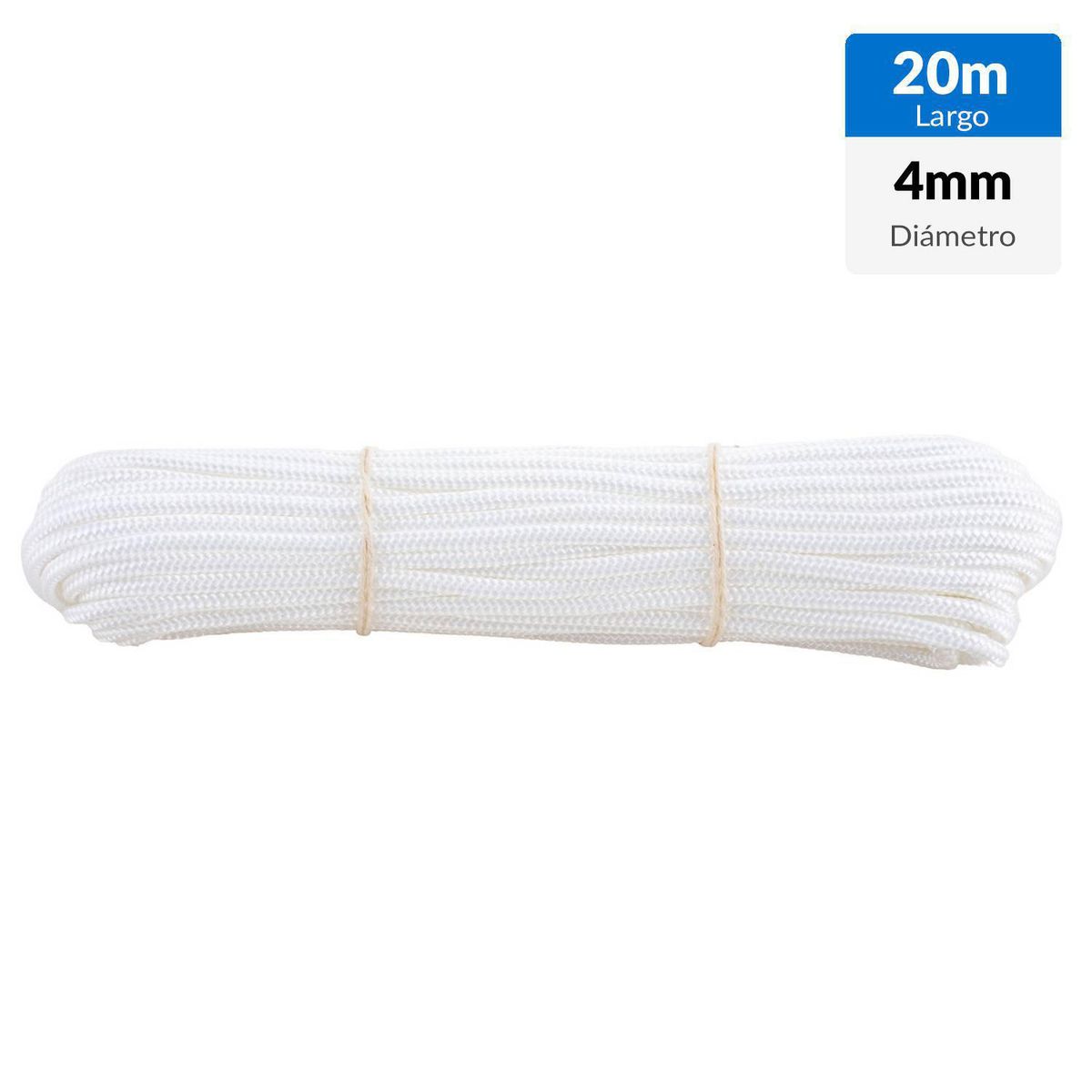FIXSER - Cuerda Nylon Trenzado 4 mm 20 m Blanco