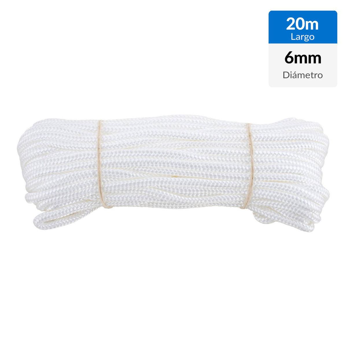 FIXSER - Cuerda Nylon Trenzado 6 mm 20 m Blanco