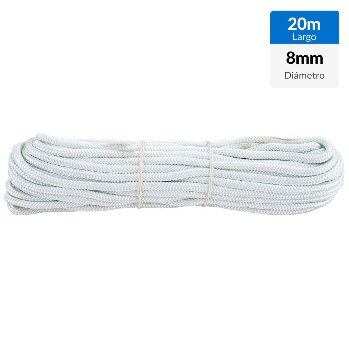 FIXSER - Cuerda Nylon Trenzado 8 mm 20 m Blanco