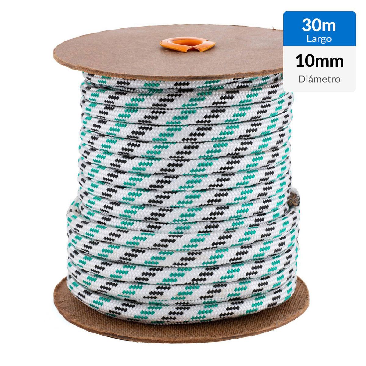 FIXSER - Cuerda Nylon Trenzado 10 mm 30 m Blanco/negro