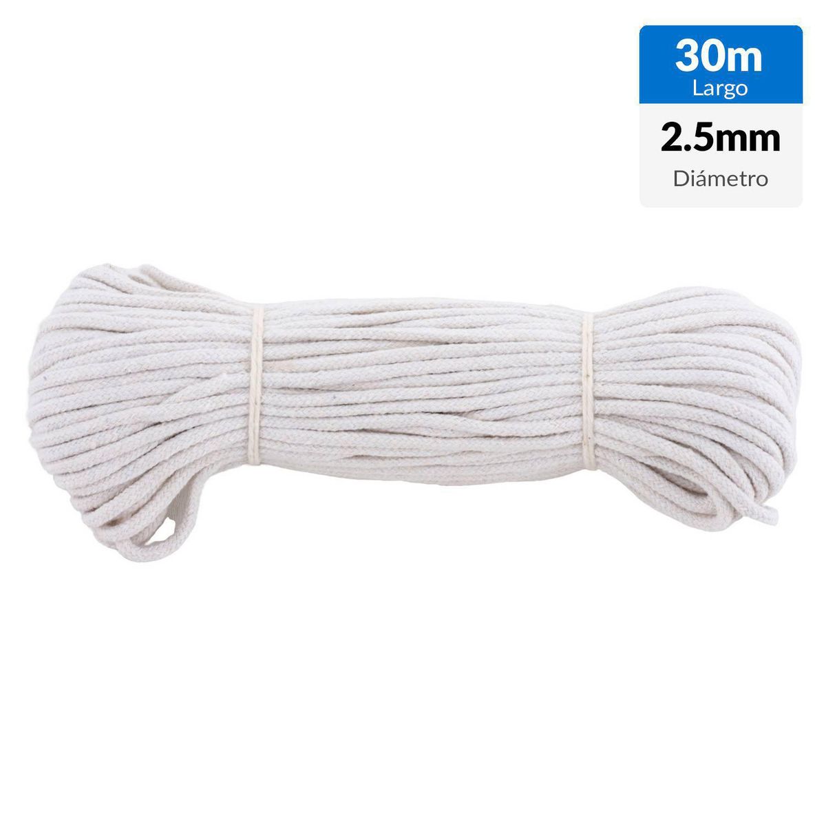 FIXSER - Cuerda Algodón Trenzado 2.5 mm 30 m Blanco