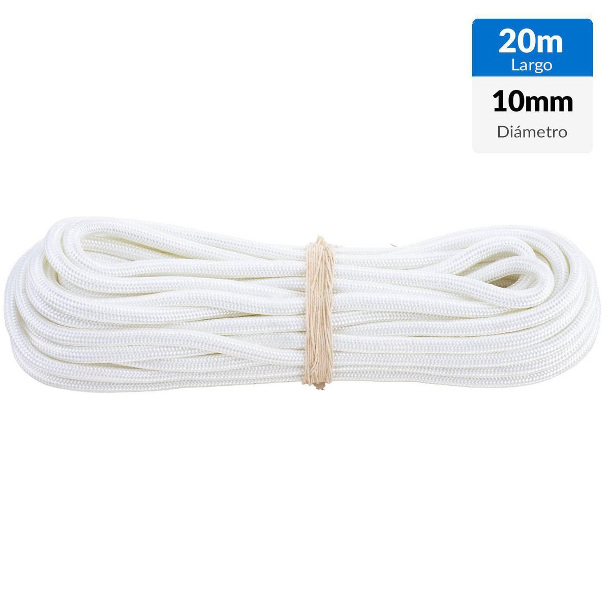 FIXSER - Cuerda Nylon Trenzado 10 mm 20 m Blanco