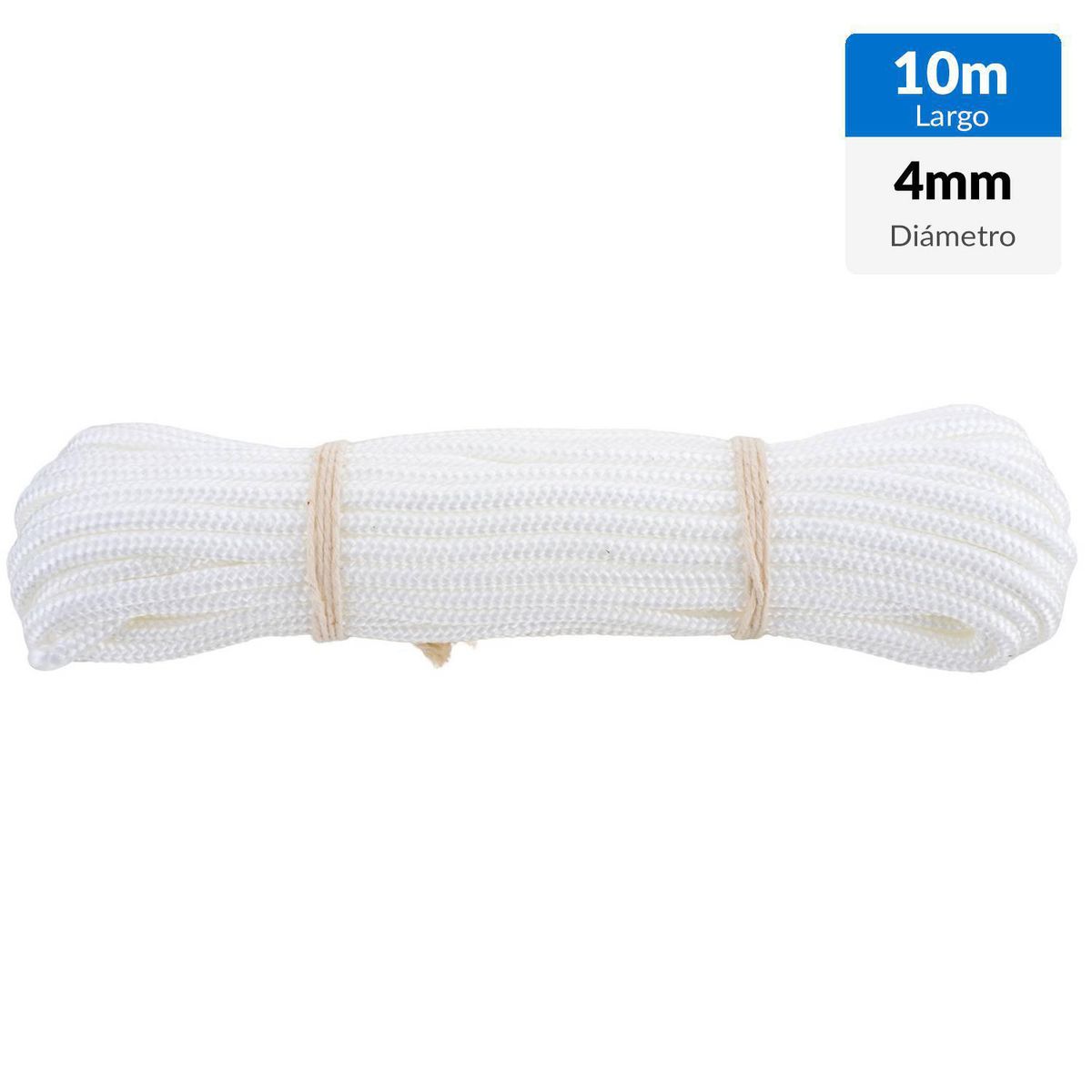 FIXSER - Cuerda Nylon Trenzado 4 mm 10 m Blanco