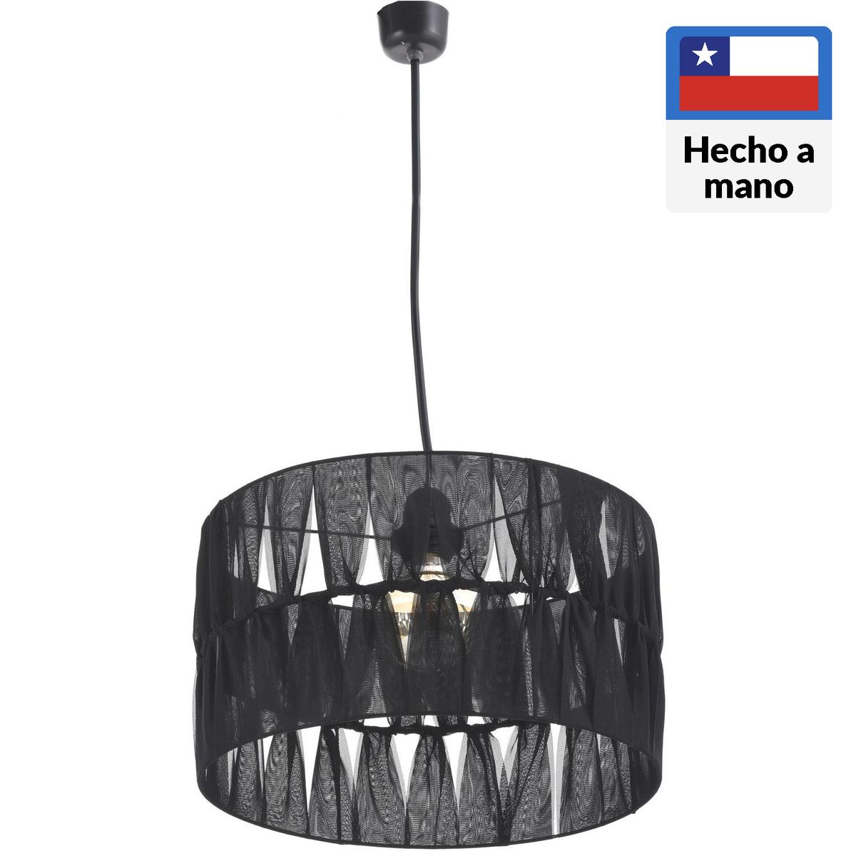 CAROLD STEVENS - Lámpara Colgante Alambre y Macramé Tela Negro