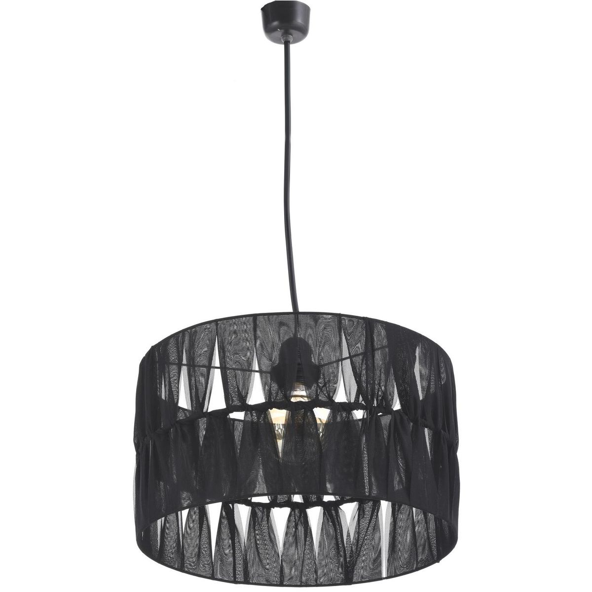 CAROLD STEVENS - Lámpara Colgante Alambre y Macramé Tela Negro