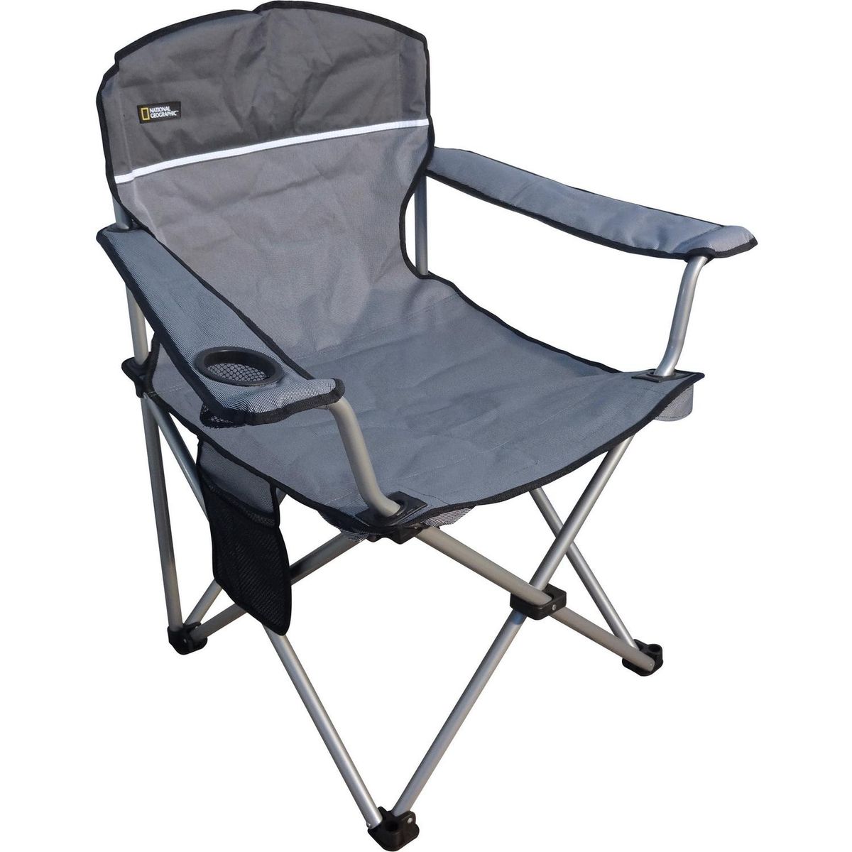 NATIONAL GEOGRAPHIC - Silla Camping con Portavasos 94x96x59 cm Gris