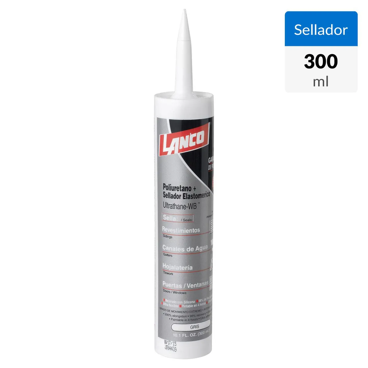 LANCO - Sellador Uretano Lanco Gris 300 ml Elástico Pintable Interior/exterior