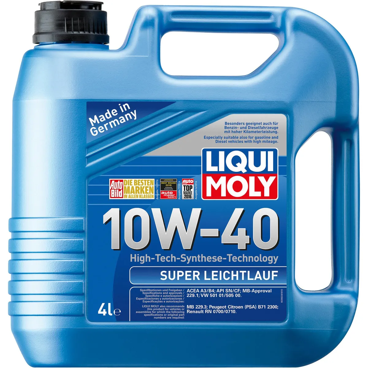 LIQUI MOLY - Aceite Liqui Moly 10w-40 4 Litros para Motor Bencina/diesel