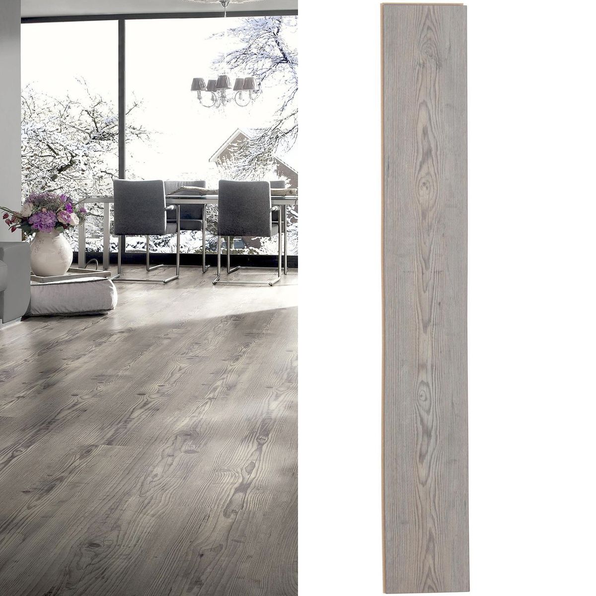 HOLZTEK - Piso Flotante 8 mm Pine Gris Gris 2.13 m2