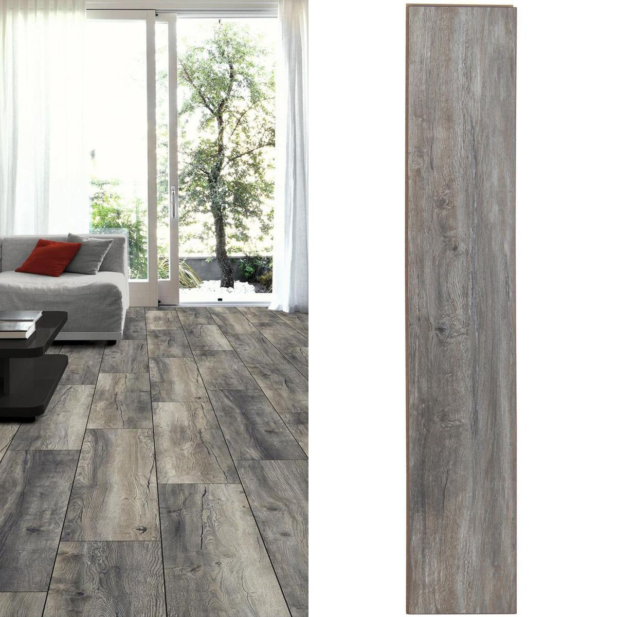 HOLZTEK - Piso Flotante 8 mm Harbo XL Bisel Gris 2,69 m2