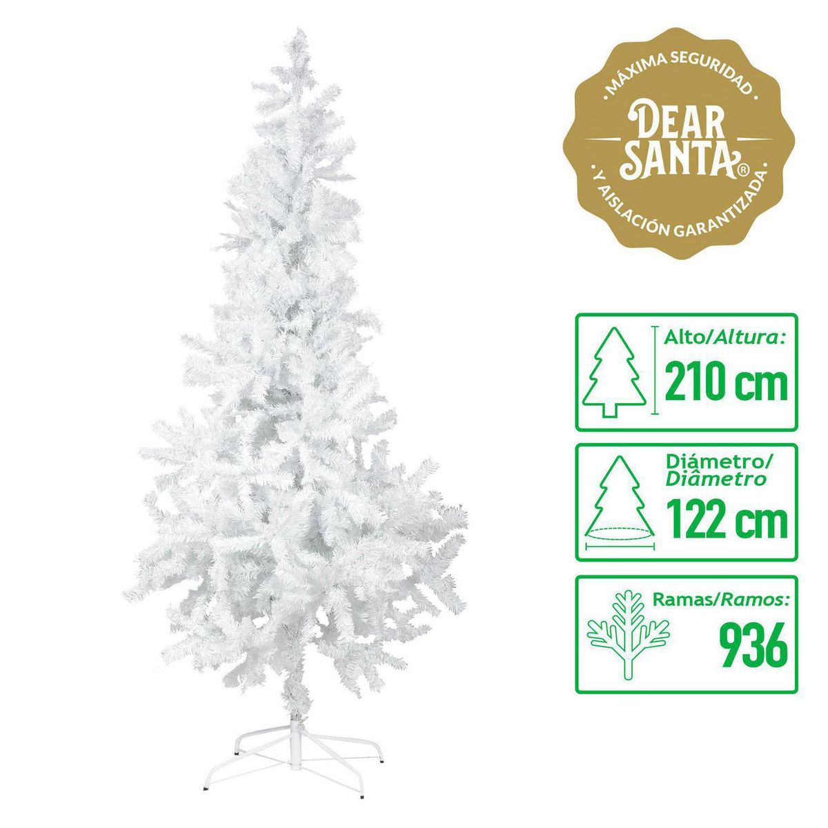DEAR SANTA - Árbol de Navidad Mountain 122x210 cm Blanco