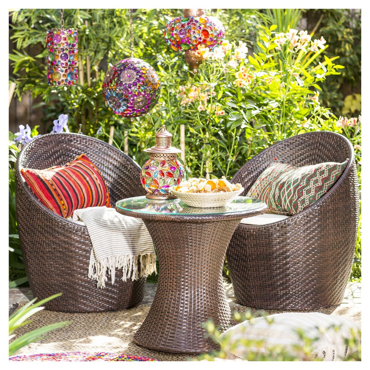 GRUPO LINK - Juego de Balcón de Terraza Bahía 2 Personas Café