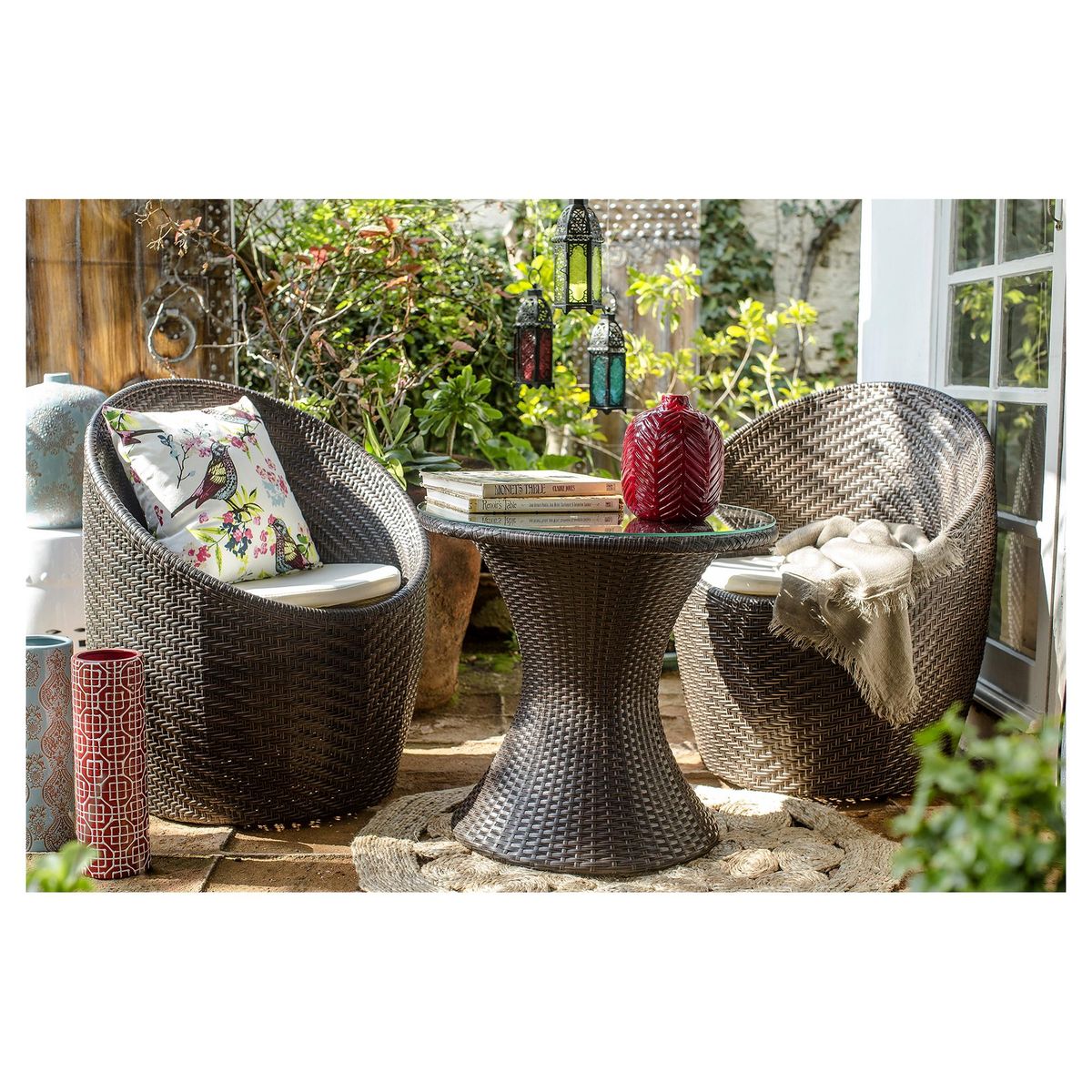 GRUPO LINK - Juego de Balcón de Terraza Bahía 2 Personas Café