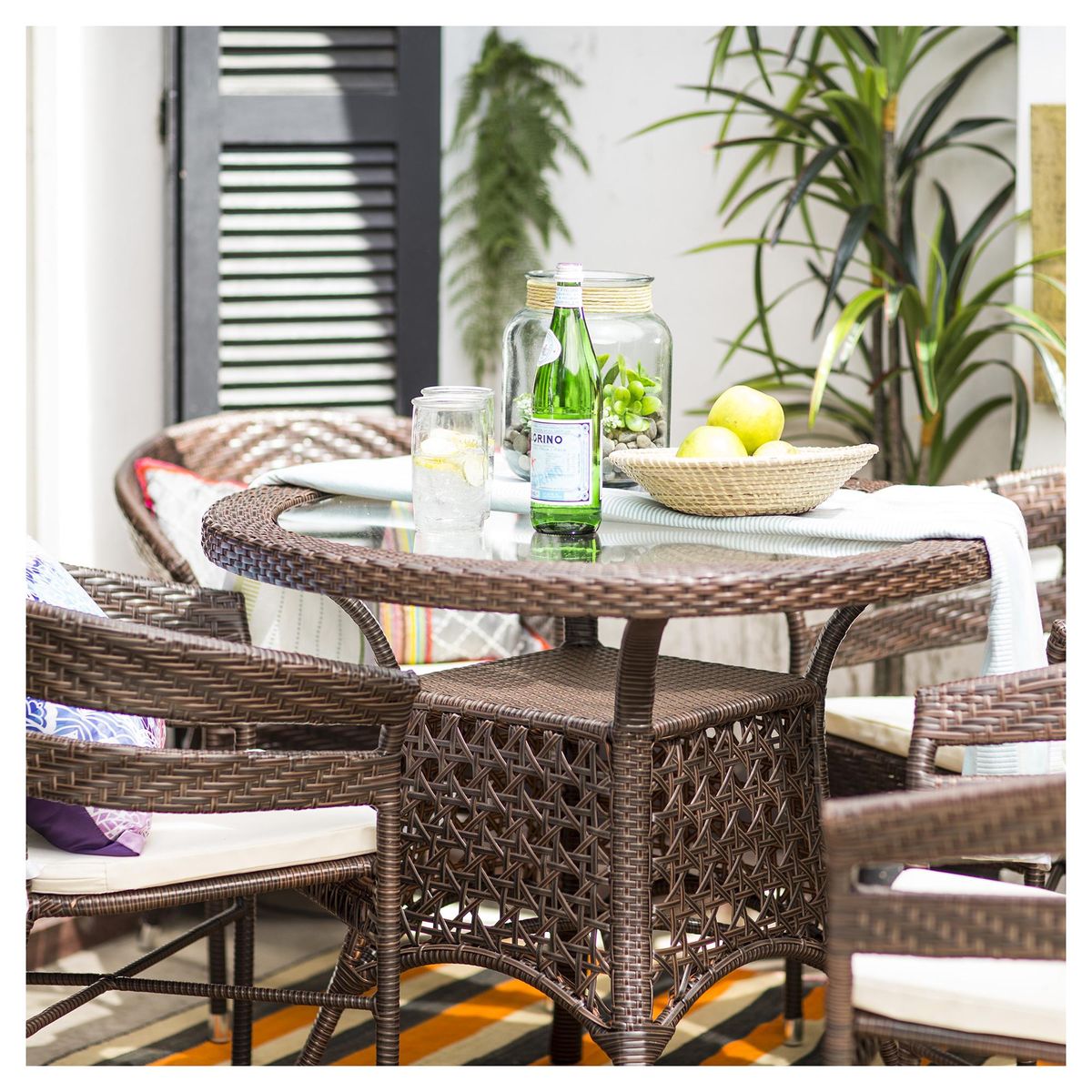 GRUPO LINK - Juego de Comedor de Terraza Soho 4 Personas Café