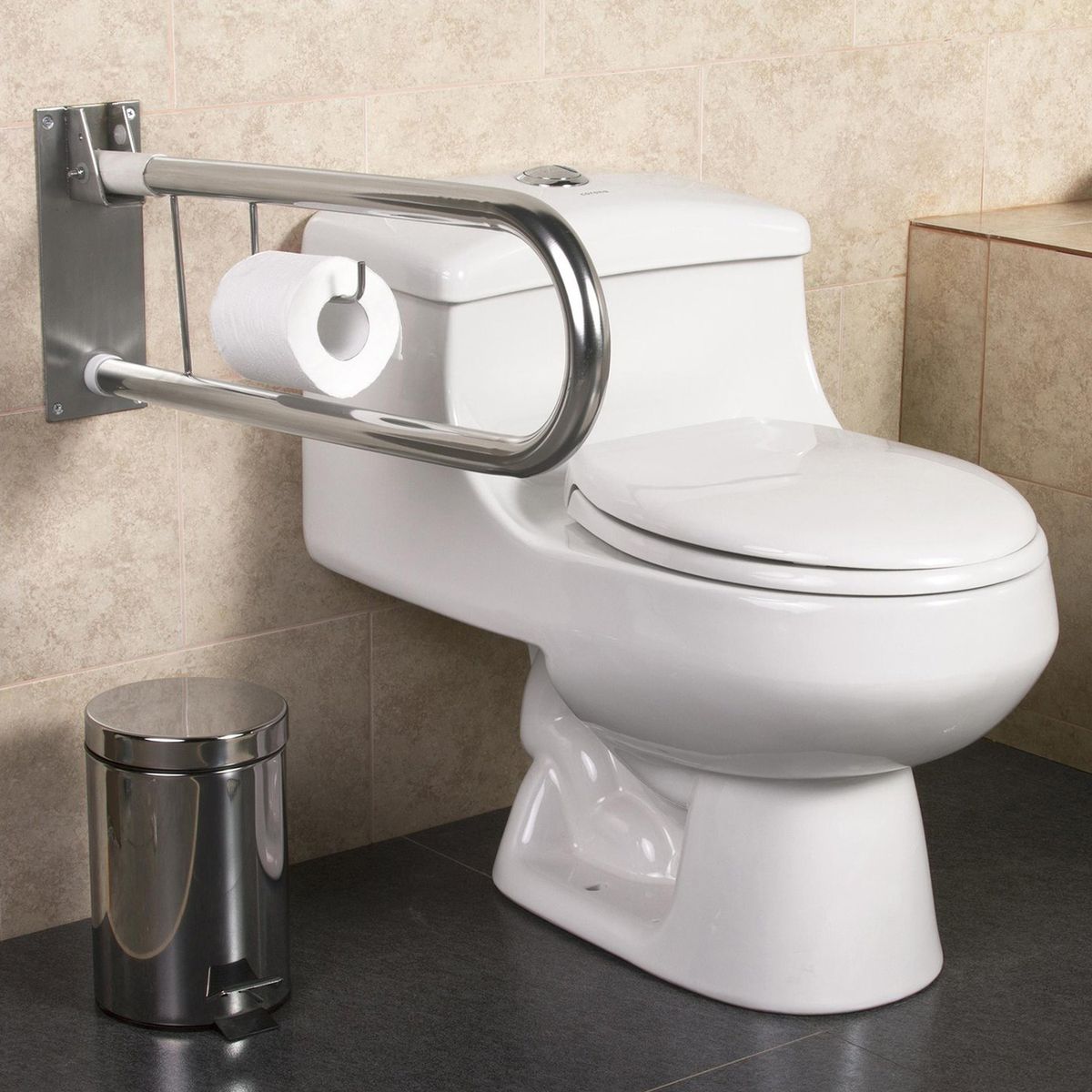 AUSIN - Barra de seguridad abatible para baño plateado