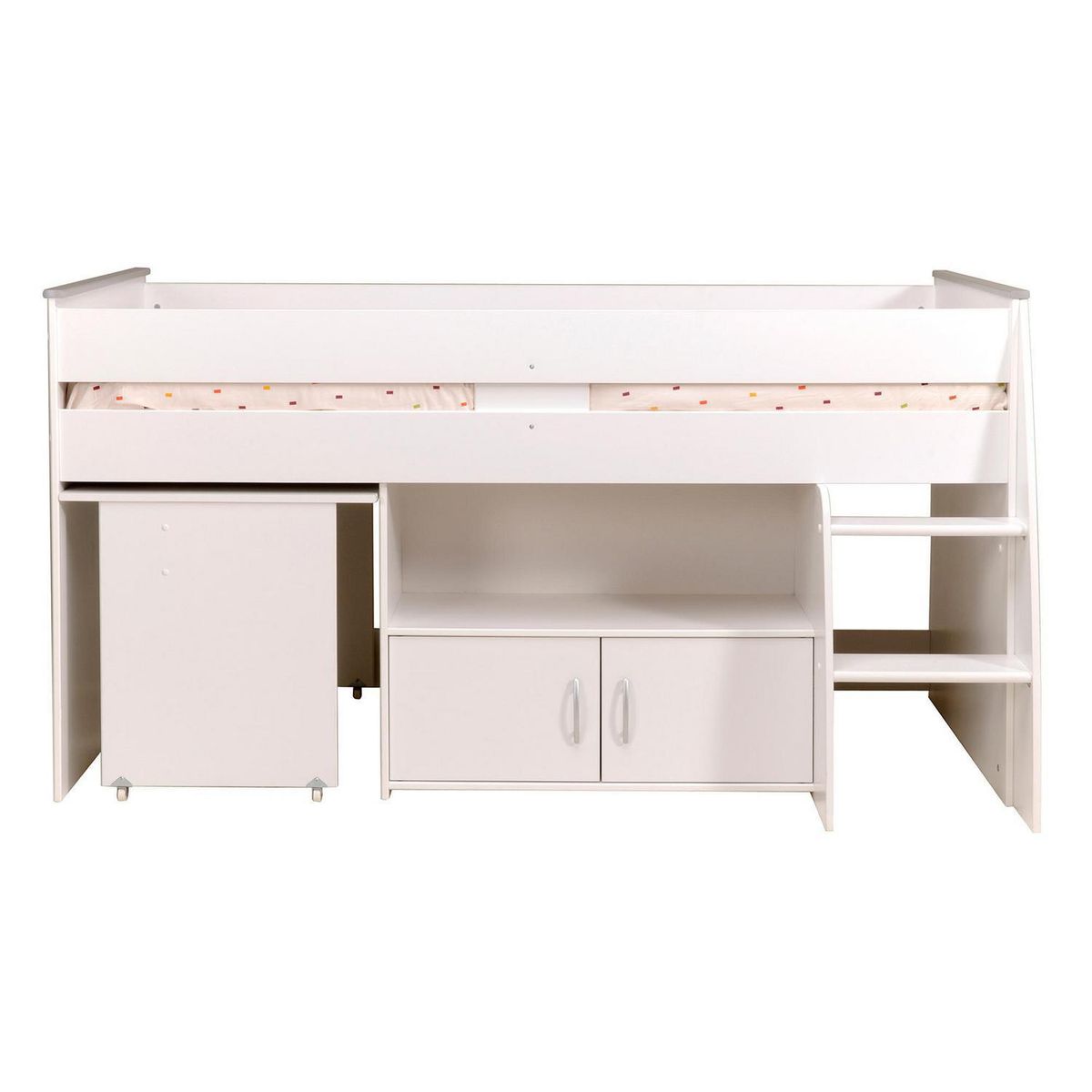 HOMY - Cama 1,0 plaza 183x206x185 escritorio multifuncional blanca