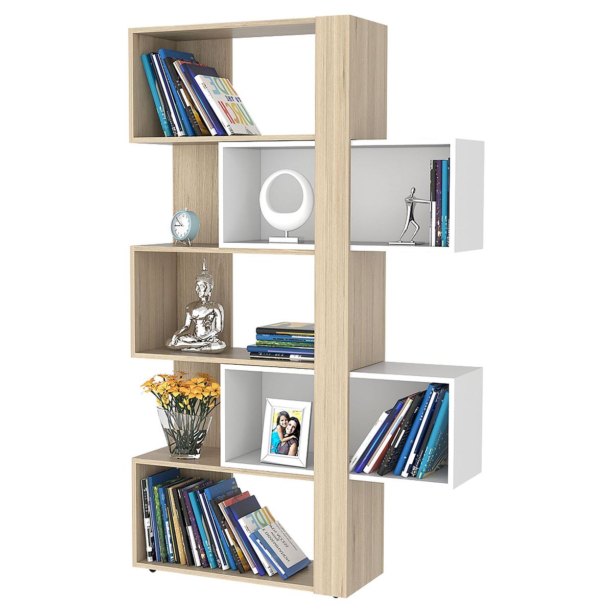 TUHOME - Librero Cubo Melamina 5 Nivel(es) 71x162x26 cm Rovere