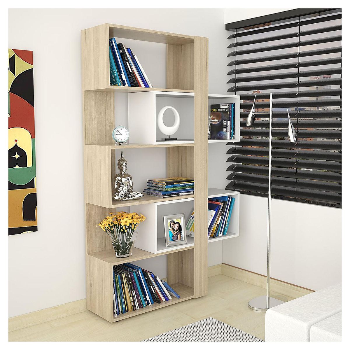 TUHOME - Librero Cubo Melamina 5 Nivel(es) 71x162x26 cm Rovere