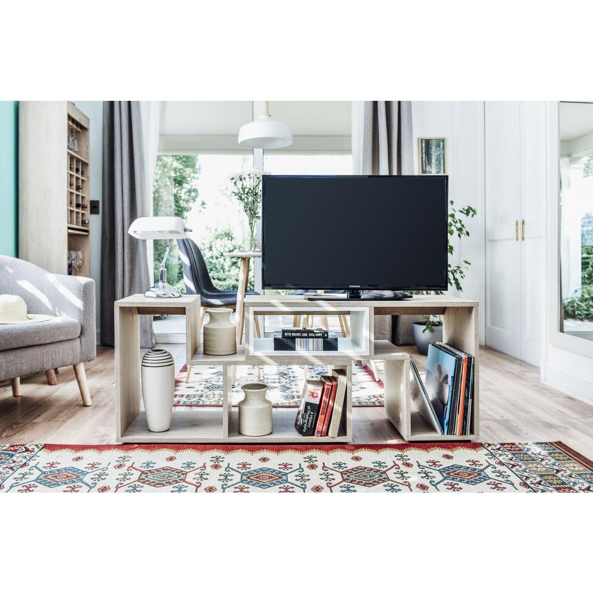 TUHOME - Rack de TV 55x120x36 cm rovere